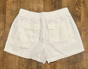GAP Womens Linen Cotton Blend Shorts Sz Medium White Relaxed Stretch Waist thumbnail 2