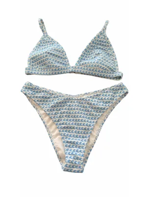 Seafolly Powder Blue & White Mesh Bikini Set size S thumbnail 2