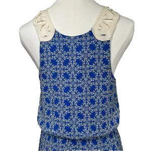 Band of Gypsies Midi Dress Womens S Blue White Geometric Crochet Lace DR5572F‎ thumbnail 7