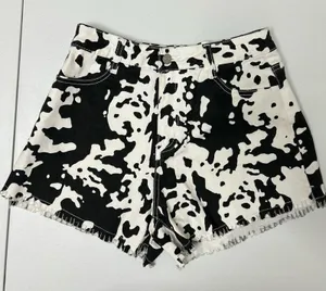 Wisteria Lane Black and White Cow Print Farm Animal Denim Jean Shorts Size M thumbnail 1