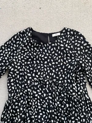 Entro Black White Abstract Print Babydoll Dress Size Small thumbnail 3