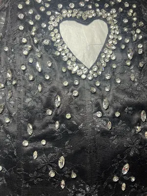 Finesse Love Hand Beaded Rhinestone Black Corset Top thumbnail 6