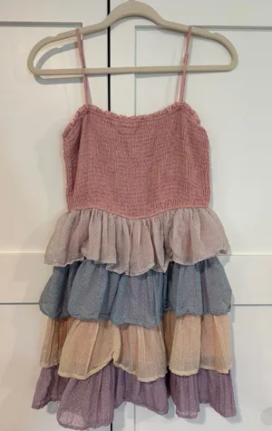Storia Pink Smocked Tiered Ruffle Mini Dress thumbnail 1