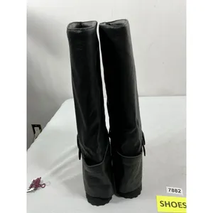 Womans New Teaieui Knee High Pull On Slouchy Fold over Riding Boots 8 Black thumbnail 4