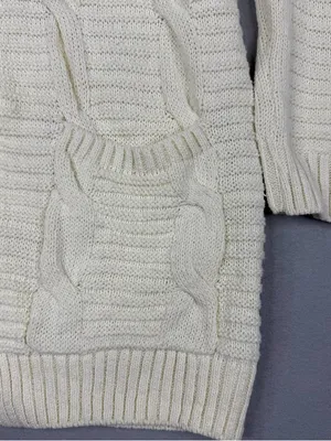 Jack & Missy Aspen Cardigan Womens M Ivory Cable Knit Open Front Pockets NWT Size M thumbnail 2