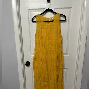 Max Studio cotton sleeveless tiered maxi dress in butter‎ yellow size small thumbnail 2