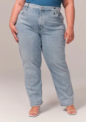 Abercrombie & Fitch Curve Love Ultra High Rise 90s‎ Straight Jean Size 24 Long thumbnail 1