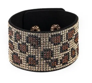 Leopard Print Rhinestone Bling Cuff Bracele Multiple thumbnail 1