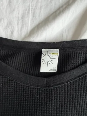 black aerie waffle knit long sleeve thumbnail 3