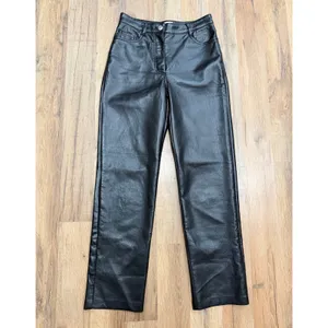 Wilfred Women's Size 0 Black Faux Leather High Rise Straight Leg Pants thumbnail 3