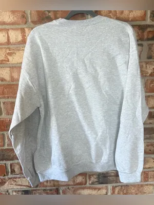 Gildan Ash Gray Crewneck Sweatshirt with Pumpkin Graphic thumbnail 4