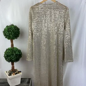 Caramela Tan & Gold Metal Embellished Open Front Sheer Duster Sweater L thumbnail 3