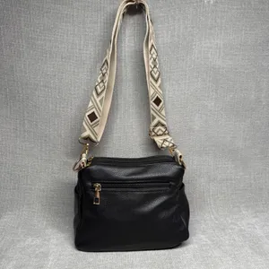 Aeropostale Crossbody Bag‎ Black Faux Leather Guitar Strap Messenger Purse Small thumbnail 2