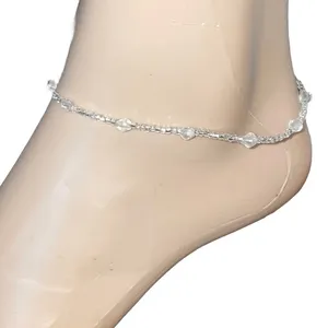 Clear glass beaded anklet thumbnail 2