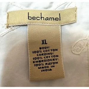 Bechamel Vintage 90s White Cotton Floral Embroidered Button Down Shirt Blouse XL thumbnail 4