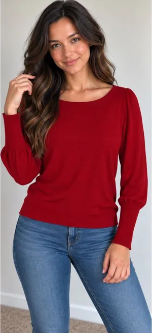 White House black market small red sweater thumbnail 1