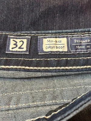 Miss Me Dark Wash Bootcut Jeans • White Stitching • Rhinestone Back Pockets • 32 thumbnail 13