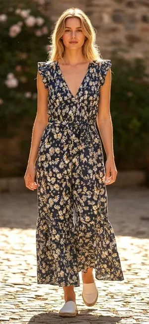 Anthropologie Daisy Midi Dress Women XS Navy Tiered Boho Romantic Cottagecore thumbnail 1