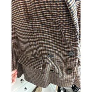 Old Navy Plaid dark academia Blazer Jacket xxl Brown Houndstooth Double Breasted Oversize thumbnail 4
