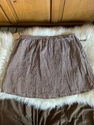 A New Day Brown Gingham Button Front Mini Skirt new  thumbnail 4