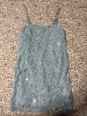 A New Day Light Blue Sequin Mini Shift Dress  thumbnail 4