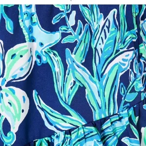 LILLY PULITZER Cristiana Dress‎ High Tide Navy Take It Or Leaf It Smocked 0 thumbnail 11