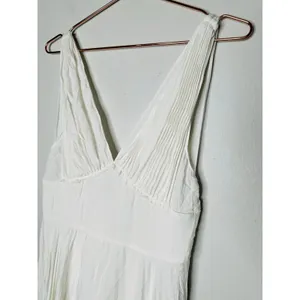 TOME White Accordion Pleated Sleeveless Flowy Bridal Maxi Dress Size 6 thumbnail 6