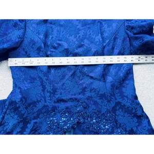 Vintage Nah Nah Collection Beaded Jacket Dress Womens 8 Navy Blue Pleated Lined thumbnail 9
