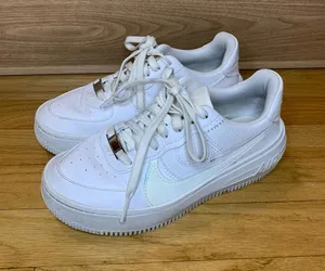 Nike Air Force 1 White Platform Sneakers - Size 5.5 thumbnail 1