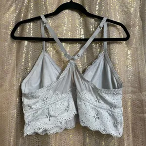 Aerie Light Gray Lace Racerback Bralette, XXL thumbnail 2