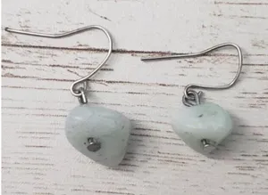 Vintage Earrings For Pierced Ears Light Green Stone thumbnail 1