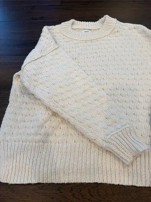 aerie Cream Textured Knit Crewneck Sweater Size Small - C1-347 thumbnail 3
