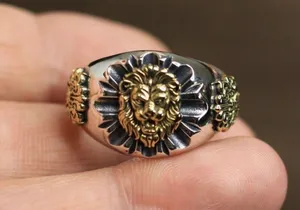 925 Silver Plated Lion Head Ring for Men Women,Punk Hip Hop Ring thumbnail 1