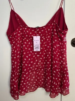 Wild Fable Red Paisley Bandana Rhinestone Cami Tank Top Medium NWT thumbnail 4