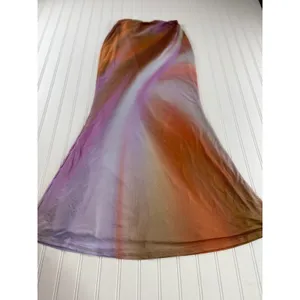 AFRM Y2K Women Purple Orange Abstract Marble Mesh Maxi Skirt Y2K Bodycon Size S thumbnail 3