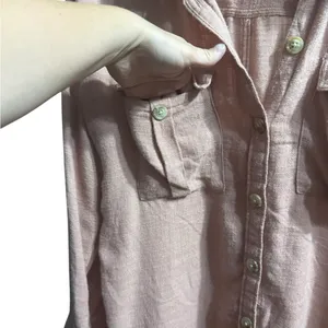 American Eagle Pink Terracotta Button Down Long Sleeve‎ Shirt Women’s Sz M Y2K thumbnail 8