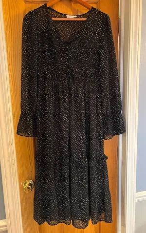 Loveriche Black & White Polka Dot Long Dress - Size M thumbnail 1
