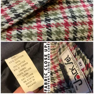 Vintage 1980'S Jack Set Cotton Blend Houndstooth Print Blazer (12) thumbnail 11