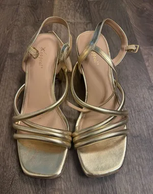 Xappeal Metallic Gold Strappy Slingback Heels thumbnail 1