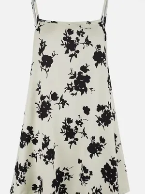 Women’s White Black Floral Slip Mini Dress Spaghetti Straps Square Neck 2XL thumbnail 4
