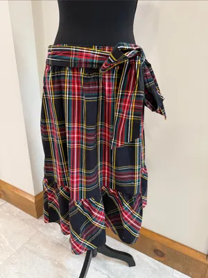J. Crew Tartan Plaid Big Bow Ruffle Trim Midi Skirt size 6 thumbnail 3