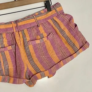 FREE PEOPLE Barbados Bloom Belted‎ Cuffed Shorts Tropical Stripes Vacation 6 thumbnail 10