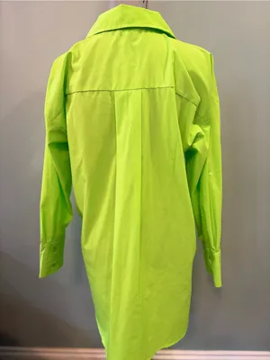 Neon Lime Long Sleeve Oversized Button thumbnail 3