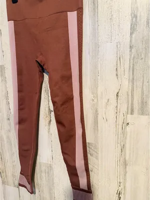 Fabletics Women's Small Leggings Rust with Pink Side Stripes thumbnail 5