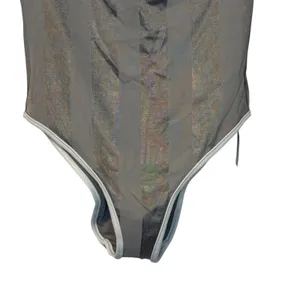 Aerie Women's Swimsuit One Piece Low Back Stripe Padded Stretch Beige Medium NWT thumbnail 3