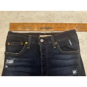 Levis‎ Ribcage Straight Ankle Jeans Dark Wash Distressed Button Fly W28 L27 90s thumbnail 6