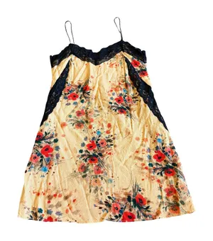 Zara Floral Print Slip Dress Lace Trim Spaghetti Strap Mini Size XS Women's thumbnail 1