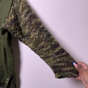 Women‎ Tie Front Goblincore Knit Cardigan Sweater Large Green Boho Gremlin thumbnail 3