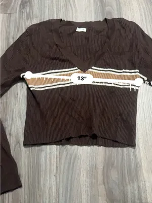 Garage Brown V-Neck Stripe Sweater thumbnail 9