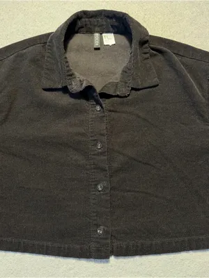 H&M Divided Women’s Small Black Corduroy Cropped Button Down Shirt thumbnail 2